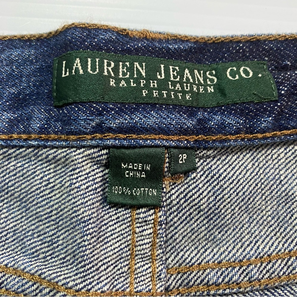 ⭐️HP⭐️ NEW Petite RALPH LAUREN INDIGO GROTTO PAISLEY SCROLL DESIGNER JEANS 2P - Picture 3 of 12